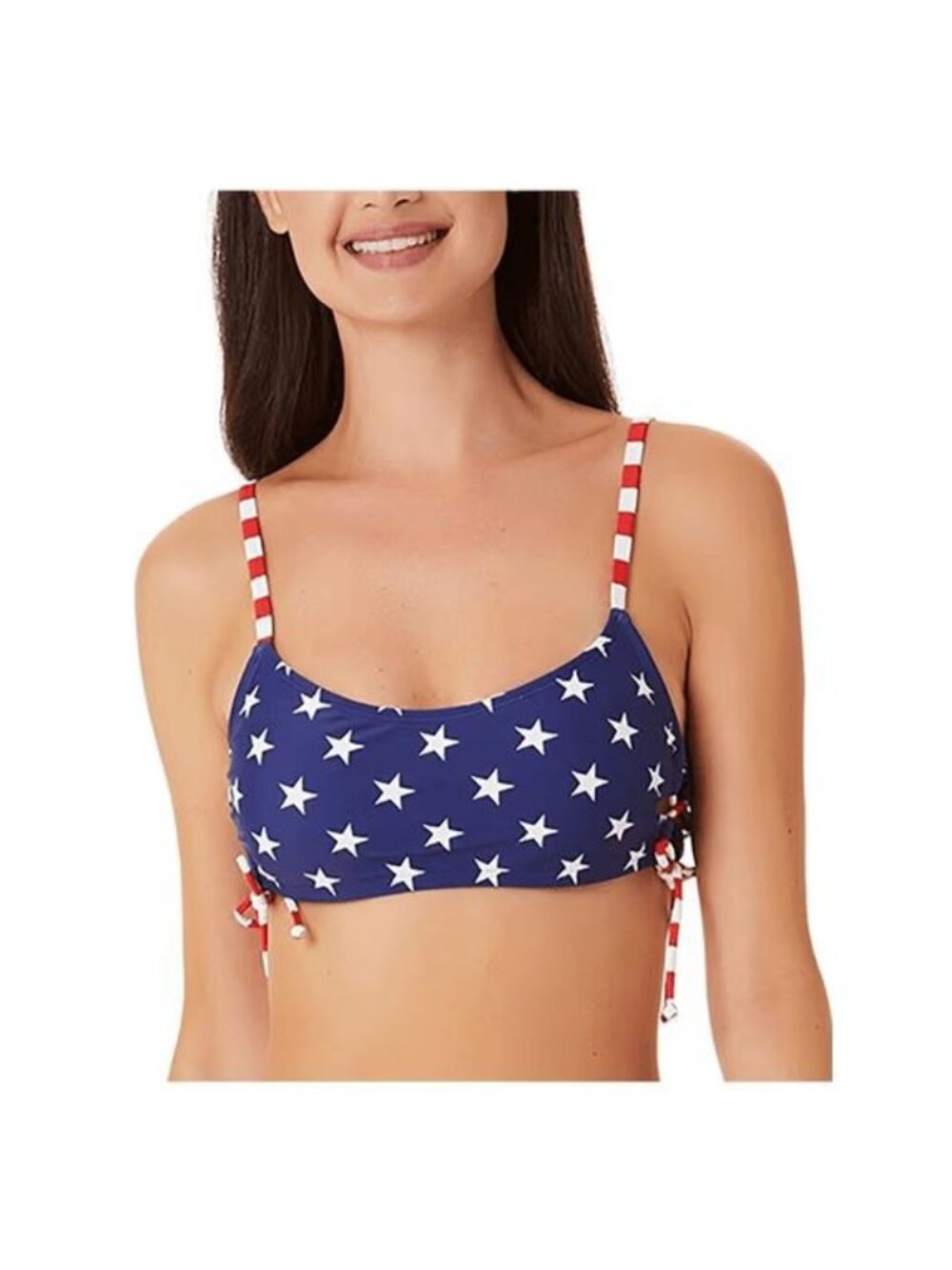 NWT California Waves Printed Lace-Up Bikini Swim Top Multicolor Juniors Size XS